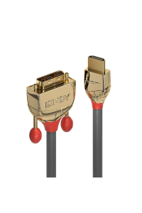 Lindy 36195 adaptér k video kabelům 2 m HDMI Typ A (standardní) DVI-D Zlato, Šedá Obrázok pre Lindy 36195 adaptér k video kabelům 2 m HDMI Typ A (standardní) DVI-D Zlato, Šedá