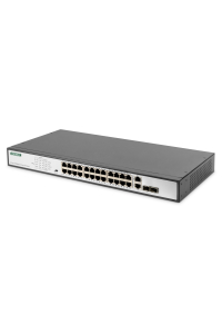 Obrázok pre Digitus DN-95343 síťový přepínač Nespravované Fast Ethernet (10/100) Podpora napájení po Ethernetu (PoE) 1U Černá, Stříbrná