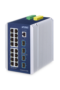 Obrázok pre PLANET IP30 Industrial L3 16-Port Řízený Gigabit Ethernet (10/100/1000) Hliník, Modrá