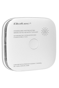 Qoltec 52579 Bezdrátový detektor kouře s baterií | Tuya | Wi-Fi | životnost senzoru 10 let | alarm 85dB | LED Obrázok pre Qoltec 52579 Bezdrátový detektor kouře s baterií | Tuya | Wi-Fi | životnost senzoru 10 let | alarm 85dB | LED