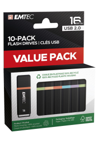 Emtec K100 USB paměť 16 GB USB Typ-A 2.0 Černá, Vícebarevný Obrázok pre Emtec K100 USB paměť 16 GB USB Typ-A 2.0 Černá, Vícebarevný