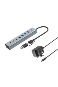 Obrázok pre Conceptronic HUBBIES20GP rozbočovač rozhraní USB 3.2 Gen 1 (3.1 Gen 1) Type-C 5000 Mbit/s Šedá