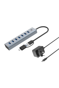 Conceptronic HUBBIES21GP rozbočovač rozhraní USB 3.2 Gen 1 (3.1 Gen 1) Type-A 5000 Mbit/s Šedá Obrázok pre Conceptronic HUBBIES21GP rozbočovač rozhraní USB 3.2 Gen 1 (3.1 Gen 1) Type-A 5000 Mbit/s Šedá