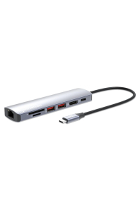 Manhattan 153966 dokovací stanice/replikátor portů Kabel USB 3.2 Gen 2 (3.1 Gen 2) Type-C Stříbrná Obrázok pre Manhattan 153966 dokovací stanice/replikátor portů Kabel USB 3.2 Gen 2 (3.1 Gen 2) Type-C Stříbrná