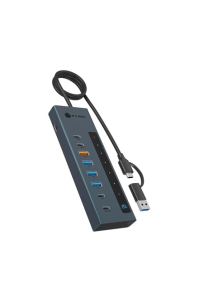 ICY BOX IB-HUB1743-CPD USB 3.2 Gen 2 (3.1 Gen 2) Type-A + Type-C 10000 Mbit/s Modrá Obrázok pre ICY BOX IB-HUB1743-CPD USB 3.2 Gen 2 (3.1 Gen 2) Type-A + Type-C 10000 Mbit/s Modrá