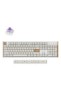 Keychron K10 HE klávesnice Hraní USB + RF Wireless + Bluetooth QWERTY Anglický Bílá, Dřevo Obrázok pre Keychron K10 HE klávesnice Hraní USB + RF Wireless + Bluetooth QWERTY Anglický Bílá, Dřevo