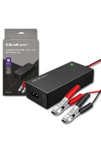 Obrázok pre Qoltec 52665 Automatická nabíječka pro AGM gelové STD baterie | 24V nabíječka | 2A | 48W | LED | kabel 1,8 m