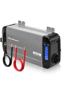 Qoltec 52689 Měnič s čistou sinusoidou | 12V až 230V | 1000/2000W | LCD | USB | USC-C | Kompatibilní s LiFePO4 GEL AGM bateriemi Obrázok pre Qoltec 52689 Měnič s čistou sinusoidou | 12V až 230V | 1000/2000W | LCD | USB | USC-C | Kompatibilní s LiFePO4 GEL AGM bateriemi