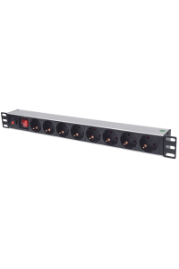 Intellinet 713986 napěťová distribuční jednotka (PDU) 8 AC zásuvky / AC zásuvek 1U Hliník, Černá Obrázok pre Intellinet 713986 napěťová distribuční jednotka (PDU) 8 AC zásuvky / AC zásuvek 1U Hliník, Černá