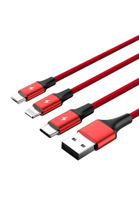 Obrázok pre UNITEK C4049RD USB kabel 1,2 m USB A USB C/Micro-USB B/Svítivě červený