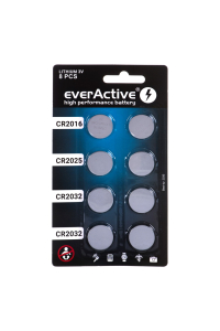 Sada 8 lithiových baterií everActive 4 x CR2032, 2 x CR2025, 2 x CR2016 Obrázok pre Sada 8 lithiových baterií everActive 4 x CR2032, 2 x CR2025, 2 x CR2016
