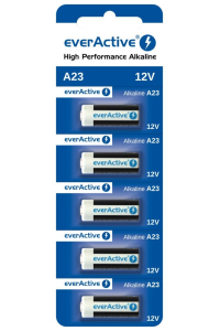 Alkalické baterie EverActive 23A 12V - blistr 5 ks. Obrázok pre Alkalické baterie EverActive 23A 12V - blistr 5 ks.