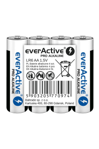 Alkalické baterie everActive Pro Alkaline LR6 AA - 4 kusy Obrázok pre Alkalické baterie everActive Pro Alkaline LR6 AA - 4 kusy
