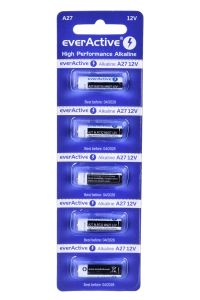 5 x alkalické baterie everActive 27A 12V - blistr 5 ks. Obrázok pre 5 x alkalické baterie everActive 27A 12V - blistr 5 ks.