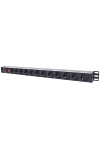 Intellinet 714044 napěťová distribuční jednotka (PDU) 12 AC zásuvky / AC zásuvek 1U Černá Obrázok pre Intellinet 714044 napěťová distribuční jednotka (PDU) 12 AC zásuvky / AC zásuvek 1U Černá