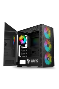 SAVIO PC skříně Raptor X1 ARGB Glass/Mesh Černá Obrázok pre SAVIO PC skříně Raptor X1 ARGB Glass/Mesh Černá