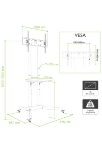 Techly ICA-TR6 Držák na TV 165,1 cm (65 Obrázok pre Techly ICA-TR6 Držák na TV 165,1 cm (65