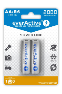 Nabíjecí baterie everActive Ni-MH R6 AA 2000 mAh Silver Line - 2 kusy Obrázok pre Nabíjecí baterie everActive Ni-MH R6 AA 2000 mAh Silver Line - 2 kusy