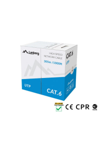 LANBERG CAT.6 UTP KABEL 305M CU DRÁT ŠEDÝ Obrázok pre LANBERG CAT.6 UTP KABEL 305M CU DRÁT ŠEDÝ