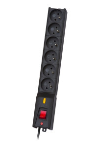 Obrázok pre LESTAR LX 610 G-A, surge protector, 1.5m, black Černá 6 AC zásuvky / AC zásuvek 230 V 1,5 m