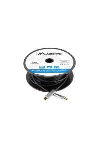 Lanberg CA-HDMI-20FB-0500-BK optický kabel HDMI M/M 50m v2.0 4K AOC Obrázok pre Lanberg CA-HDMI-20FB-0500-BK optický kabel HDMI M/M 50m v2.0 4K AOC