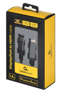 Gembird CC-DP-HDMI-4K-6 adaptér k video kabelům 1,8 m DisplayPort HDMI Typ A (standardní) Černá Obrázok pre Gembird CC-DP-HDMI-4K-6 adaptér k video kabelům 1,8 m DisplayPort HDMI Typ A (standardní) Černá