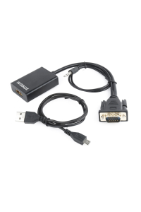 Obrázok pre Gembird A-VGA-HDMI-01 adaptér k video kabelům 0,15 m HDMI Typ A (standardní) VGA (D-Sub) Černá