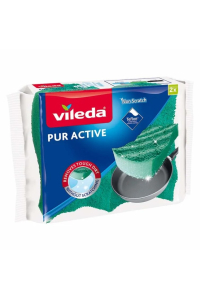 Vileda Pur Active 116509 houba Obdélníkový Zelená 2 kusů Obrázok pre Vileda Pur Active 116509 houba Obdélníkový Zelená 2 kusů