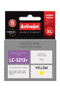 Obrázok pre Activejet AB-3213YN inkoust do tiskárny Brother, Brother LC3213Y náhradní; Supreme; 7 ml; žlutá