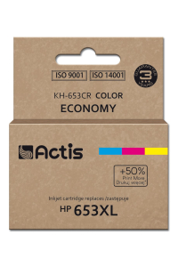 Actis KH-653CR, náhradní inkoust do tiskárny HP 653XL 3YM74AE; Premium; 18 ml; 300 stran; barevný Obrázok pre Actis KH-653CR, náhradní inkoust do tiskárny HP 653XL 3YM74AE; Premium; 18 ml; 300 stran; barevný