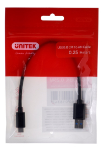 Obrázok pre UNITEK KABEL USB-C - USB-A 3.1,M/M,0,25M, Y-C490BK