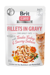 BRIT Care Fillets in Gravy krůta a losos v omáčce - vlhké krmivo pro kočky - 85 g Obrázok pre BRIT Care Fillets in Gravy krůta a losos v omáčce - vlhké krmivo pro kočky - 85 g
