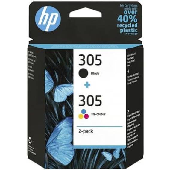 Obrázok pre HP Tříbarevná / černá originální inkoustová kazeta 305, dvojbalení