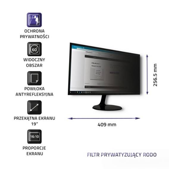 Obrázok pre Qoltec 51054 Privacy filter 19" | 16:10