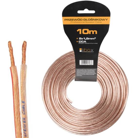 Obrázok pre Libox Kabel głośnikowy 2x1,50mm LB0008-10 audio kabel 10 m Průhledná