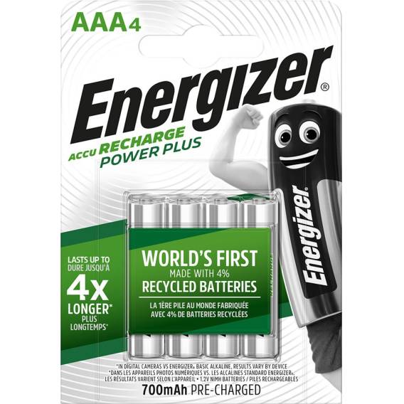 Obrázok pre Nabíjecí baterie Energizer Accu Recharge Power Plus 700 mAh AAA HR3/4, 4 kusy