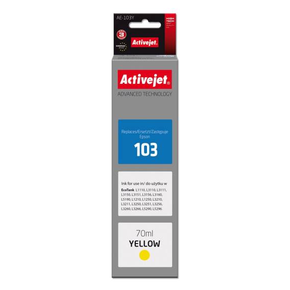 Obrázok pre Activejet AE-103Y (náhradní inkoust Epson 103 C13T00S44A; Supreme; 70 ml; žlutý)