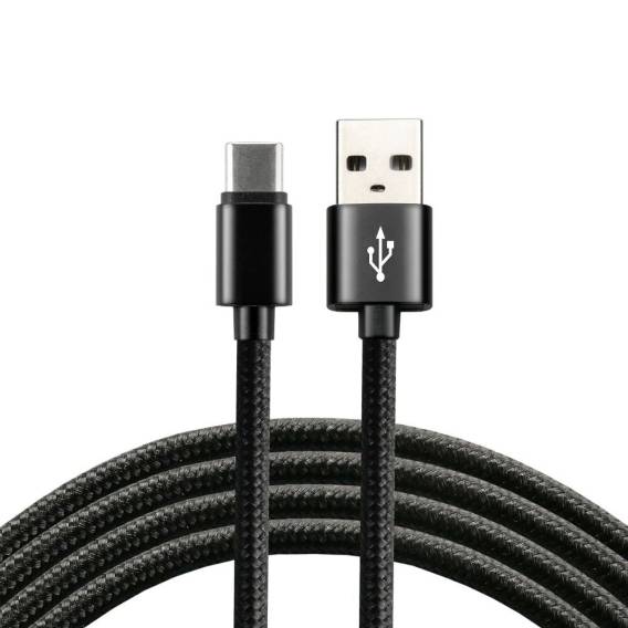 Obrázok pre everActive USB-C kabel 1m - černý, opletený, podpora rychlého nabíjení, 3A - CBB-1CB