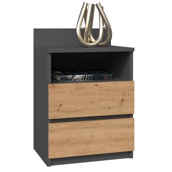 Obrázok pre Topeshop M1 ANTRACYT/ARTISAN noční stolek 2 zásuvka/zásuvek Dub
