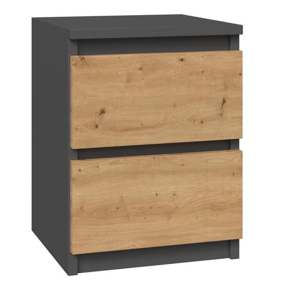 Obrázok pre Topeshop M2 ANTRACYT/ARTISAN noční stolek 2 zásuvka/zásuvek Antracit, Dub, Dřevo