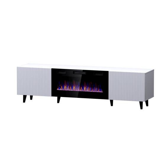 Obrázok pre RTV skříňka PAFOS EF s elektrickým krbem 180x42x49 cm bílá matná