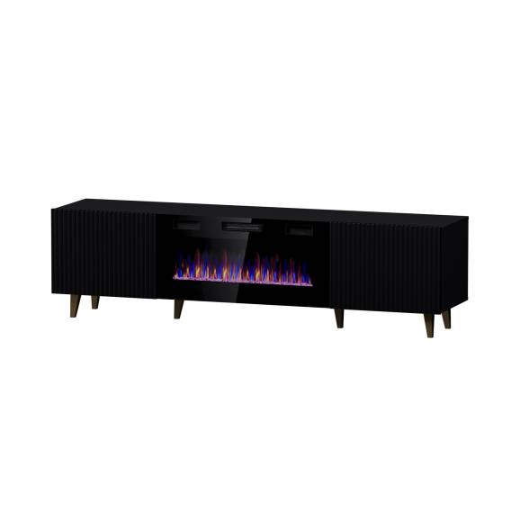 Obrázok pre RTV skříň PAFOS EF s elektrickým krbem 180x42x49 černá matná