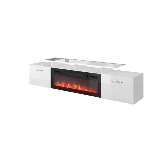 Obrázok pre RTV skříň ROVA s elektrickým krbem 190x37x48 bílá/lesklá bílá