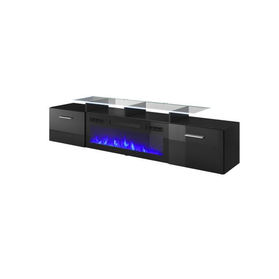 Obrázok pre RTV skříňka ROVA s elektrickým krbem 190x37x48 cm černá/černý lesk