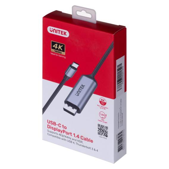Obrázok pre UNITEK ADAPTÉR USB-C, DISPLAYPORT 1.4, 8K@60HZ, 1,8M, V1423C