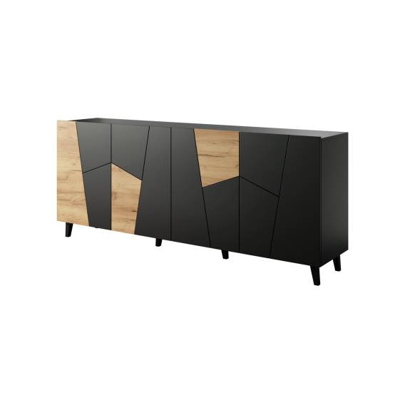 Obrázok pre Komoda ETNA 200x42x82 černá matná + dub craft