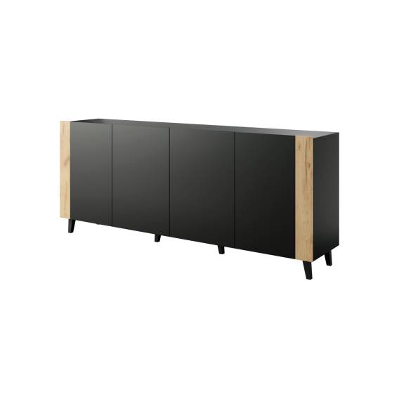 Obrázok pre Komoda FARO 200x42x82 matná černá + dub craft