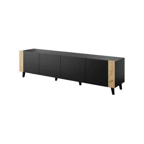 Obrázok pre TV skříň FARO 200x42x52 černá matná + dub craft