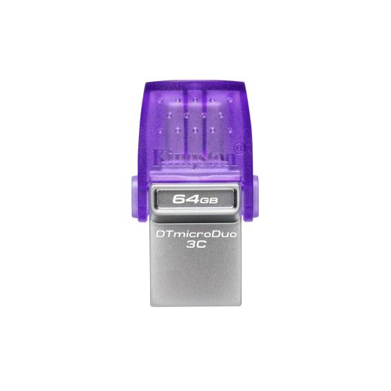 Obrázok pre Kingston Technology DataTraveler microDuo 3C USB paměť 64 GB USB Type-A / USB Type-C 3.2 Gen 1 (3.1 Gen 1) Purpurová, Nerezová ocel