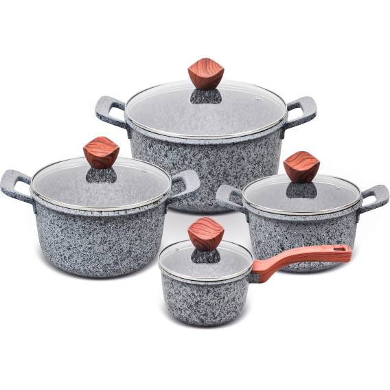 Obrázok pre PROMIS Sada hrnců GRANITE, rendlík 16 cm, hrnce 20,24,28 hnědé rukojeti
